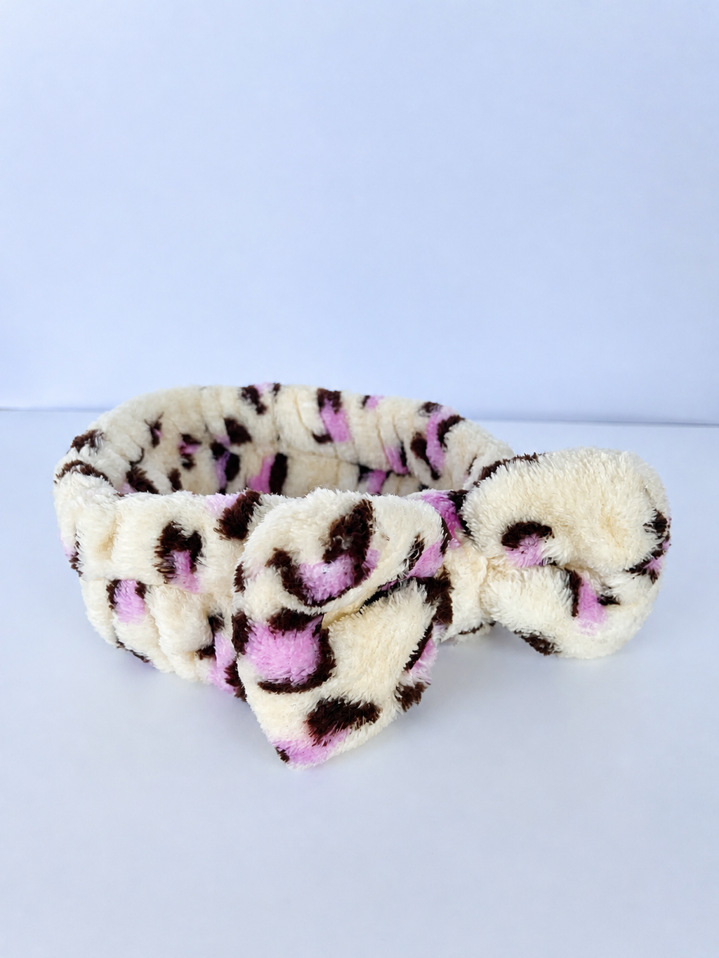Faixa de Maquiagem Plush Animal Print com Laço Estiloso